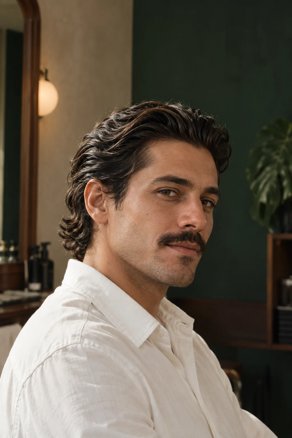 Corte com tesoura, cabelo ondulado e movimento natural